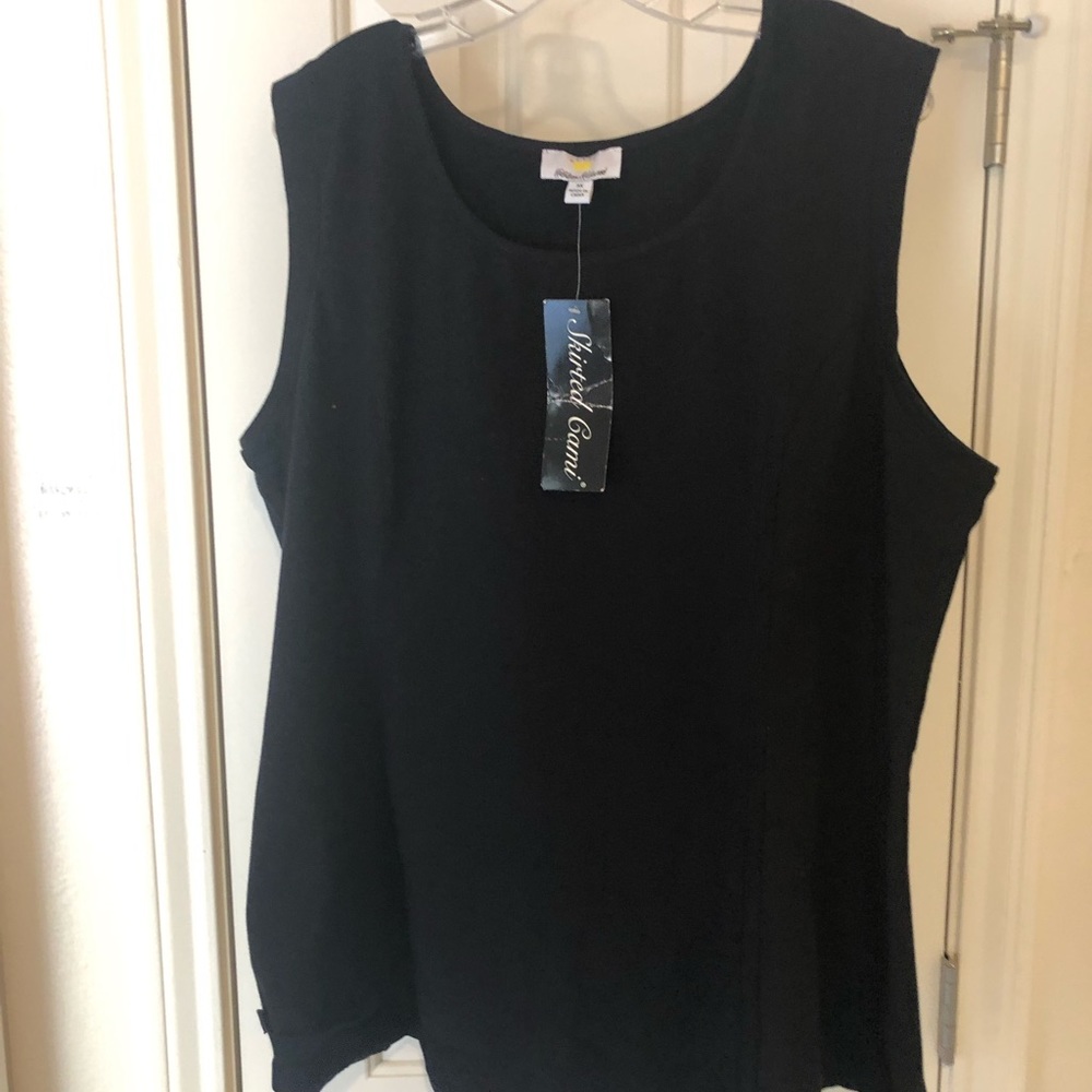 Skirted cami in black.